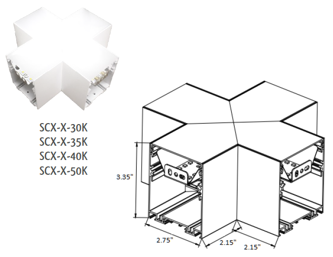 "X" Corner Module Connector for Westgate SCX Fixtures