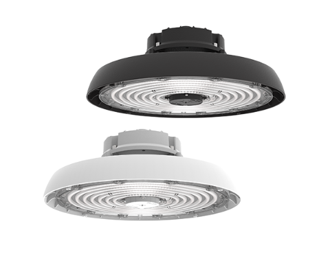 Round High Bay, 102 Watts, 14000 Lumens, CCT Selectable, 120-277V, White or Black Finish