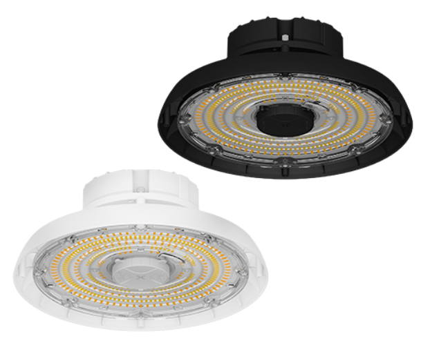 Round High Bay, 195 Watts, 28,000 Lumens, CCT Selectable, 120-277V, White or Black Finish