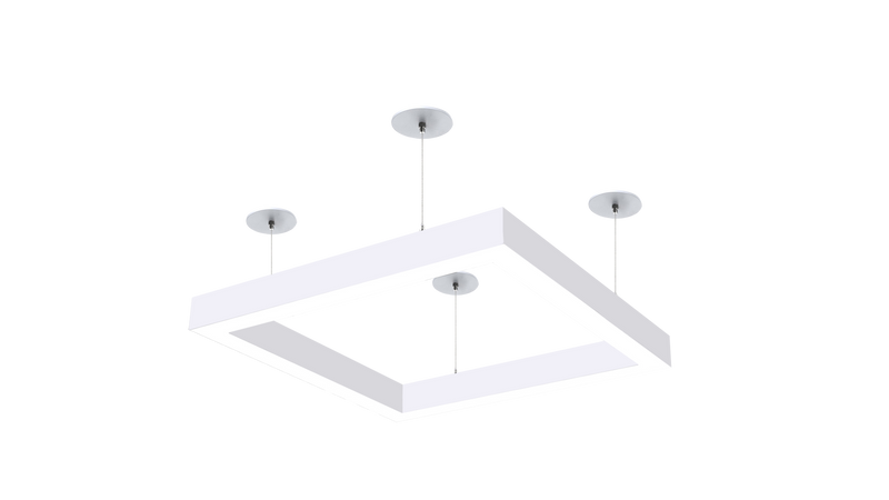 4x4 Square Pattern LED Linear Direct Pendant Fixture, 19,200 Lumens, 160 Watt, 120-277V, 4CCT Selectable, White or Black Finish