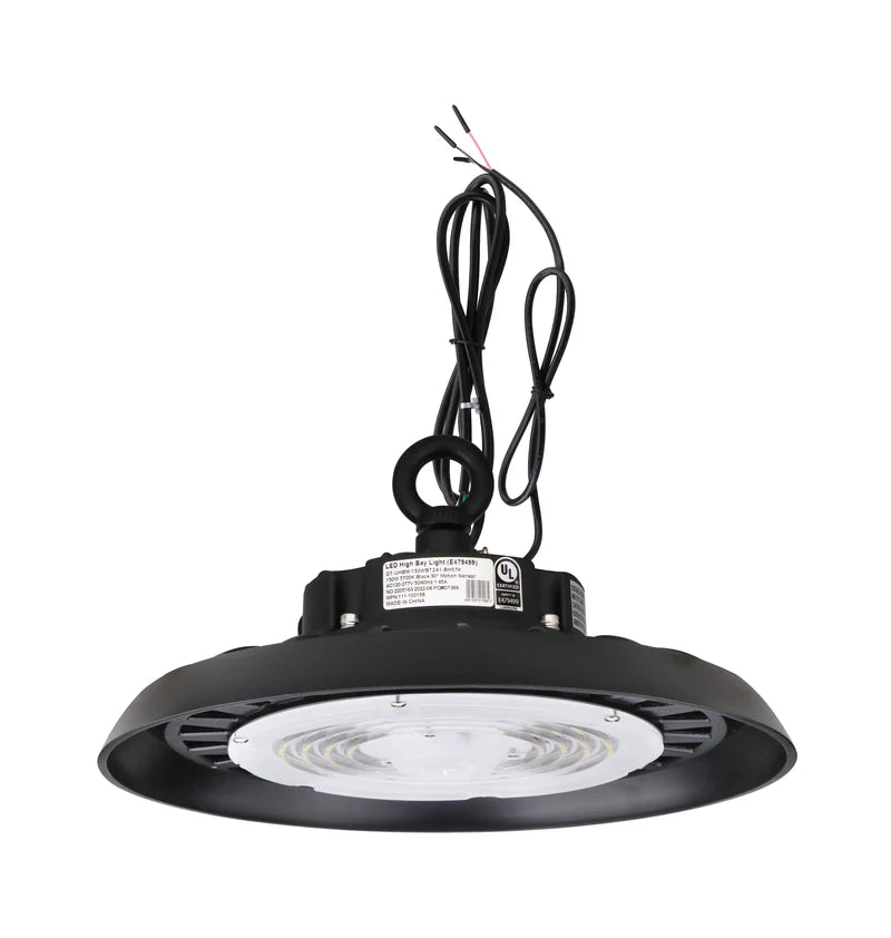 150W LED High Bay Light – 24,450 Lumens, Motion Sensor, Hook Mount, UL & DLC 5.1 Certified