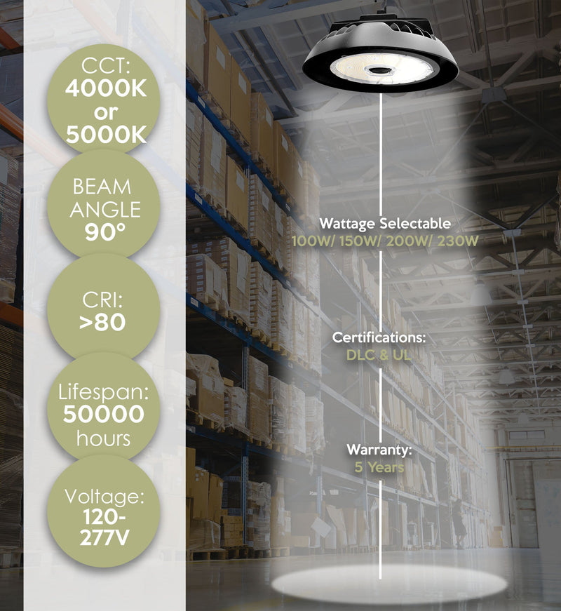 Westgate LED High Lumen UFO High Bay | 32,200 Lumens | 100W-230W | 120-277V | 4000K/5000K