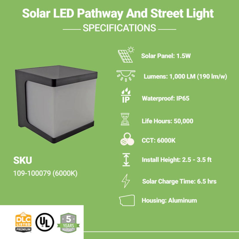 LED Solar Wall Light for Outdoors - 6000K - 1,000 LM (190 lm/w) - PIR - 3 Control Modes - CE, ROHS Certified