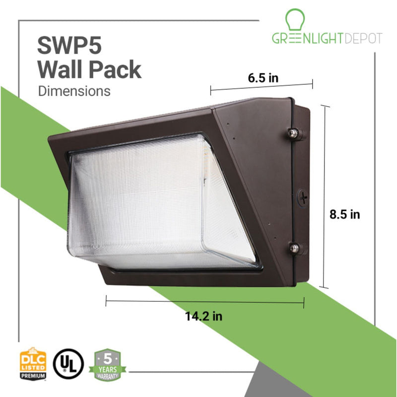 LED Wall Pack Light - 60W - 8,930 Lumens - Photocell Included - SWP5 - Forward Throw - DLC Listed