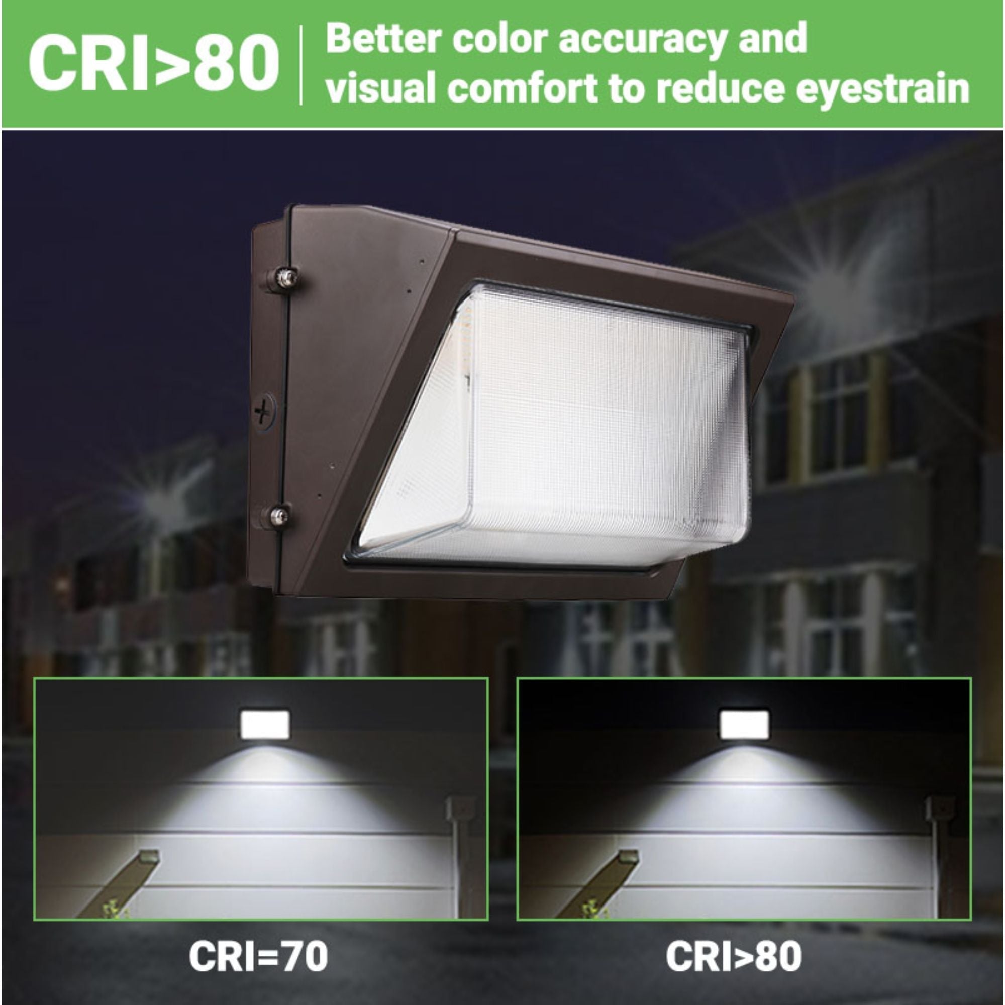 LED Wall Pack Light - Wattage Tunable (80W/60W/40W) - 136LM/W - Photocell Included - SWP5 - High Voltage - Forward Throw - UL+DLC Listed