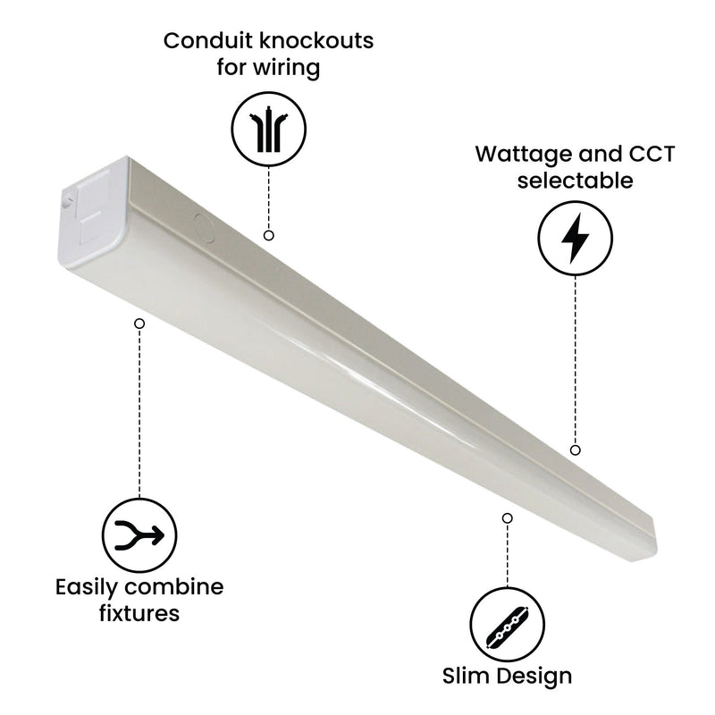 4FT LED Narrow Strip Light, Wattage and CCT Selectable, 120-277V