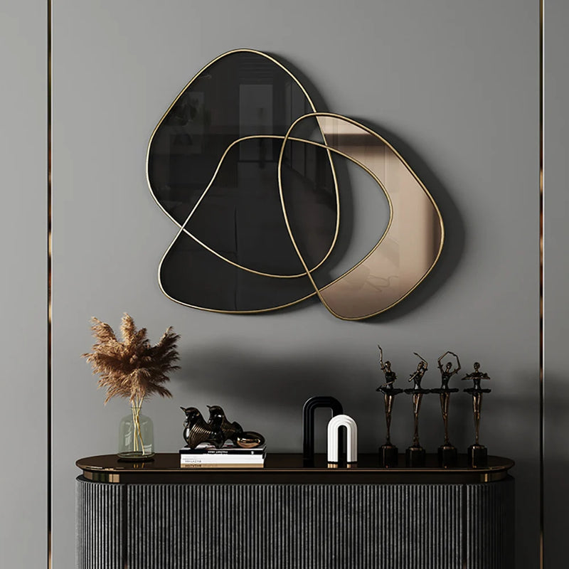 31.5" Abstract 3D Metal Big Wall Decor Unique Modern Irregular Home Art in Black & Gold