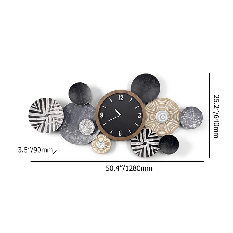 Modern Multi-Round Mute Wall Clock Metal Hanging Home Art