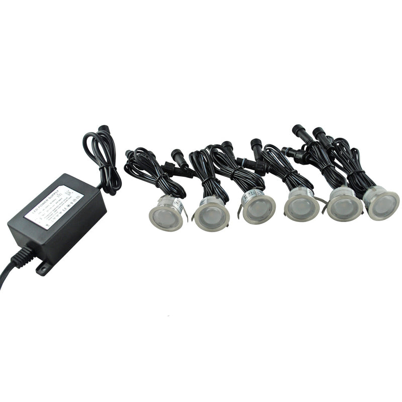 LED Deck Light - Landscape Light - Recessed In Ground Patio Kit - 10 Pc + Driver