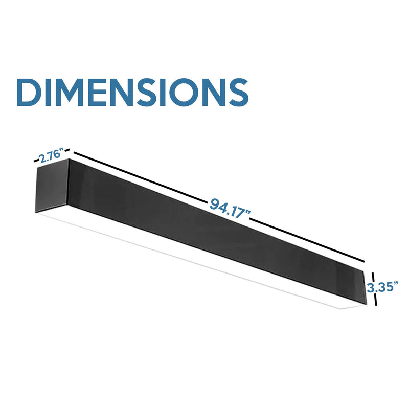 8 FT LED Linear Fixture G2, 9600 Lumen Max, 80W, CCT Selectable, 120-277V, Black, White or Silver Finish