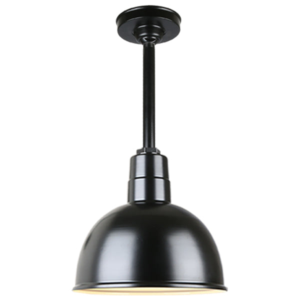 Quick Ship Hi-Lite 12" Deep Bowl Collection Stem Hung Pendant, H-QSN16112 Series (Black, White, Galvanized Finishes)