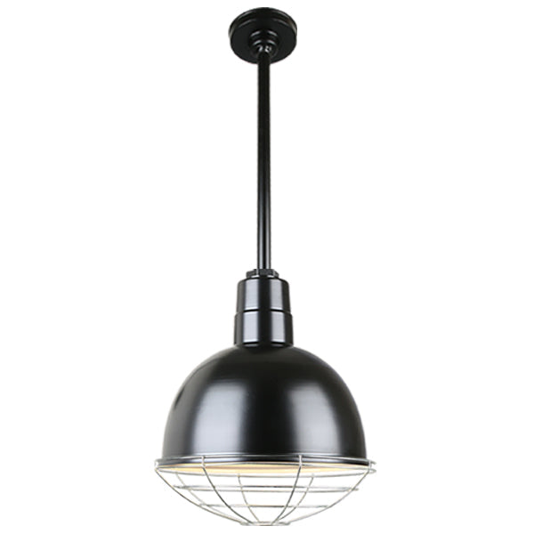 Quick Ship Hi-Lite 12" Deep Bowl Collection Stem Hung Pendant, H-QSN16112 Series (Black, White, Galvanized Finishes)