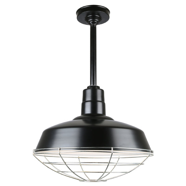 Quick Ship Hi-Lite 14" Warehouse Collection Stem Mount Pendant, H-QSN15114 Series (Black, White, Galvanized, Finishes