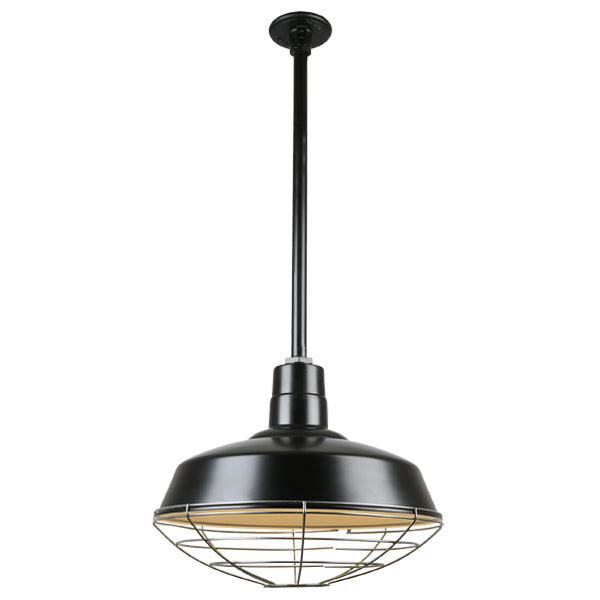 Quick Ship Hi-Lite 14" Warehouse Collection Stem Mount Pendant, H-QSN15114 Series (Black, White, Galvanized, Finishes