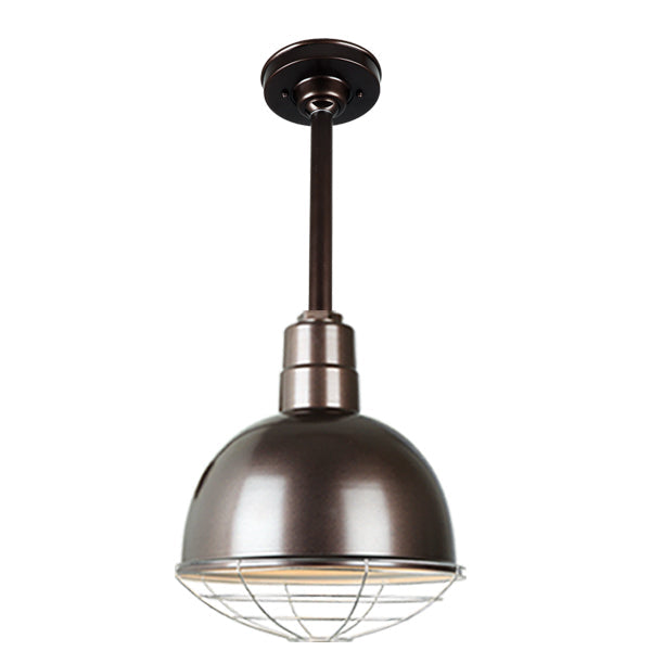 Quick Ship Hi-Lite 12" Deep Bowl Collection Stem Hung Pendant, H-QSN16112 Series (Black, White, Galvanized Finishes)