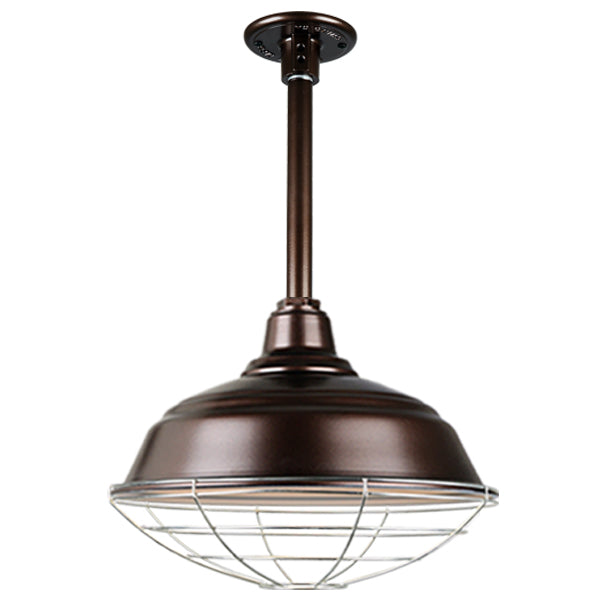 Quick Ship Hi-Lite 17" Curved Warehouse Collection Stem Mount Pendant, H-QSN15117 Series Oil Rubbed Bronze Finish