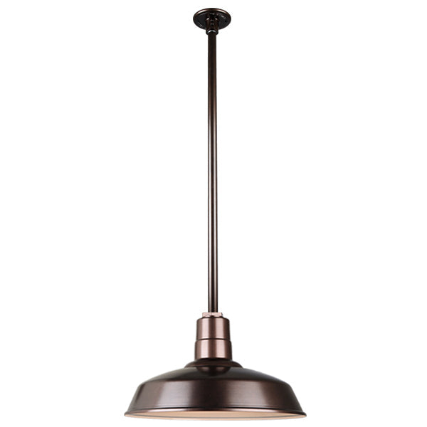 Quick Ship Hi-Lite 16" Warehouse Collection Stem Mount Pendant, H-QSN15116 Series (Black, White, Galvanized Finishes)