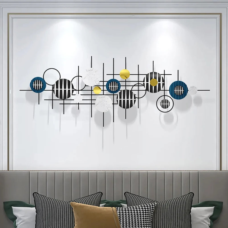 Gold & Black Modern Geometric Wall Accent Home 3D Wall Decor 59.1"W x 22"H Living Room