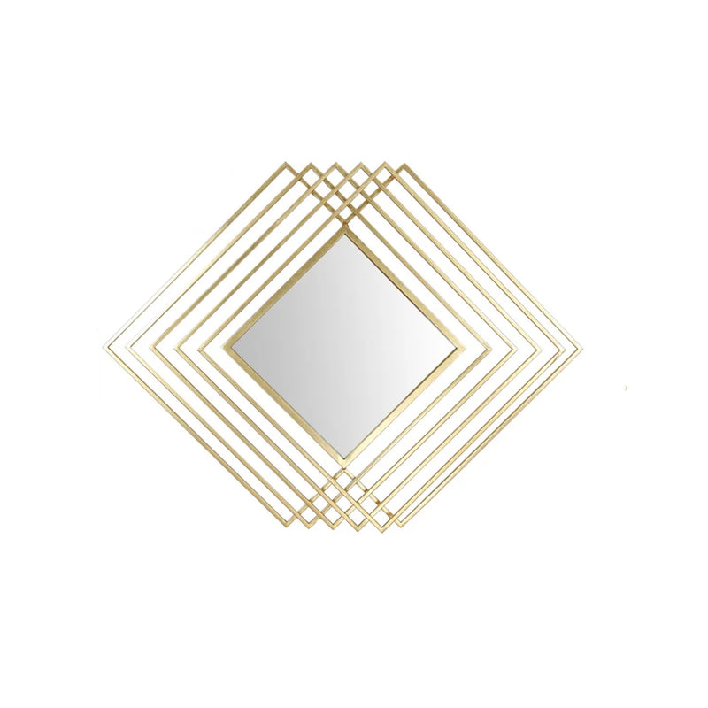 Modern Luxury Overlapping Geometric Rhombus Gold Metal Wall Mirror