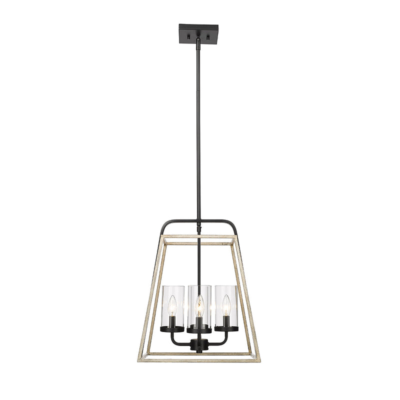 Millennium Lighting 4 Light Pendant, Bonnie Collection, Matte Black/Grey Wood