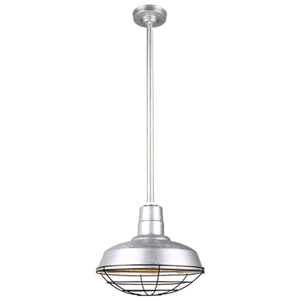 Quick Ship Hi-Lite 14" Warehouse Collection Stem Mount Pendant, H-QSN15114 Series (Black, White, Galvanized, Finishes