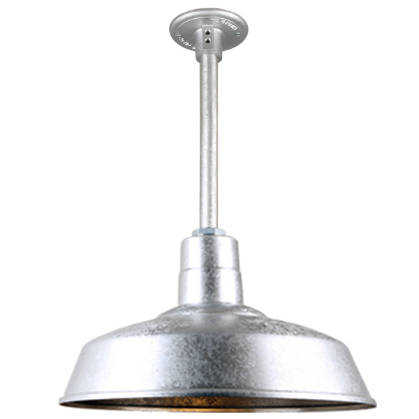 Quick Ship Hi-Lite 16" Warehouse Collection Stem Mount Pendant, H-QSN15116 Series (Black, White, Galvanized Finishes)