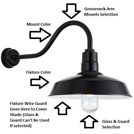 13" Shade Hi-Lite Gooseneck, Warehouse Collection, H-15113 Series (Available in Multiple Color Finishes)