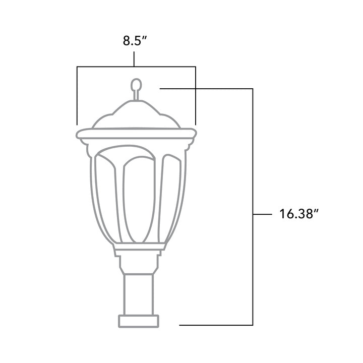 POST TOP SOLAR LED LAMP –  2000 LUMENS - OFF GRID  STREET/GARDEN/PARK