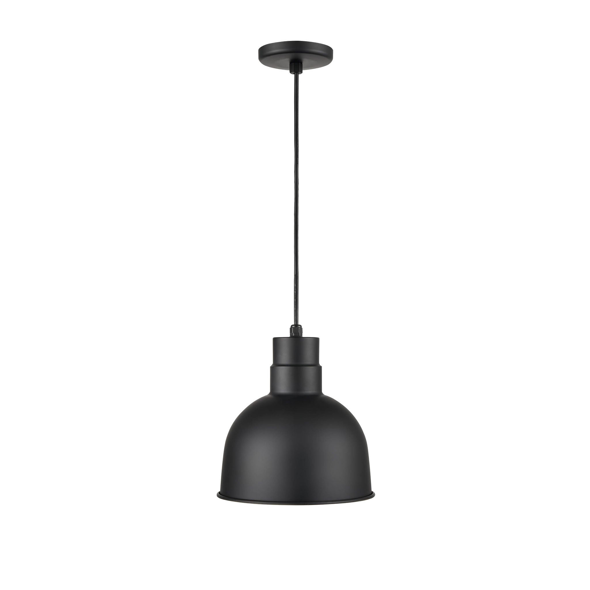Millennium Lighting LED Outdoor 12" RLM Cord Hung Deep Bowl Shade Pendant Light, Satin Black