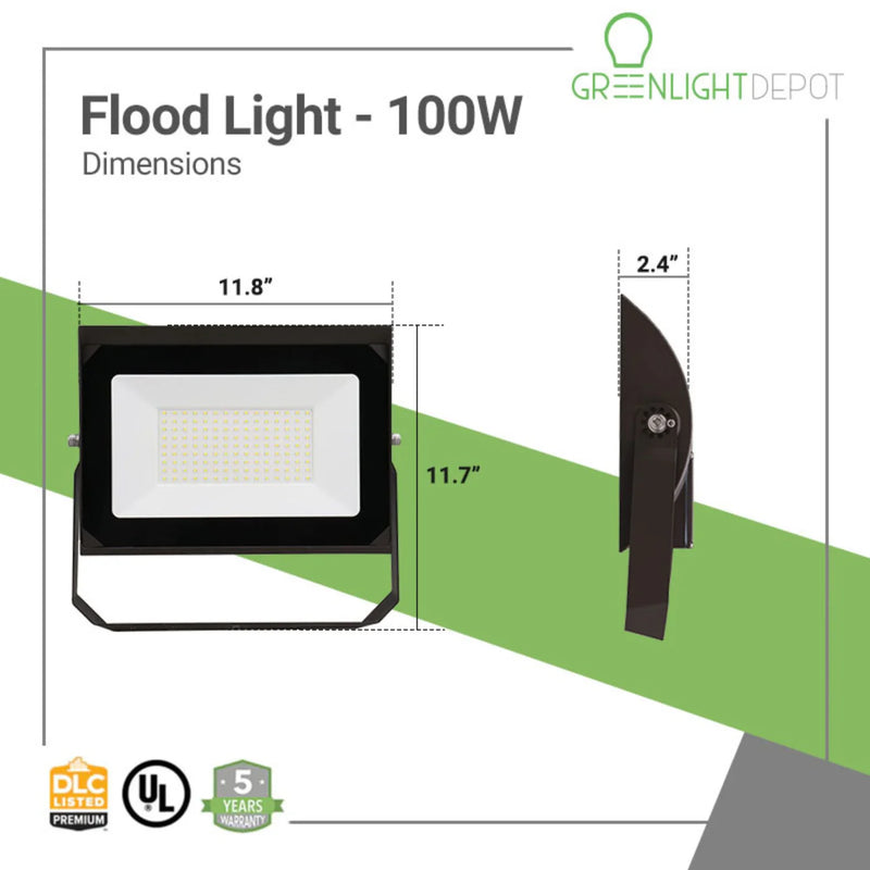 LED Flood Light for Outdoors - 100W - 11500LM - Flood Mount - (UL)