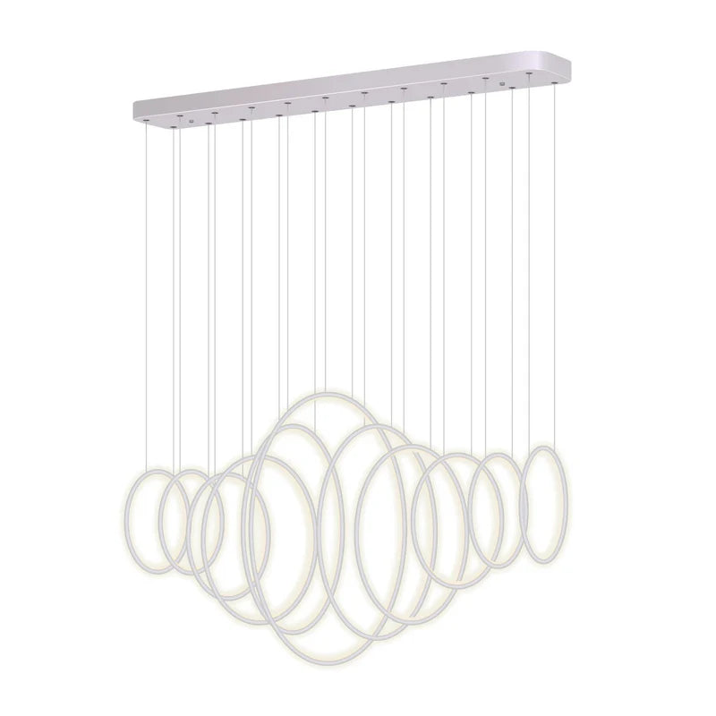 Modern Chandelier Light LED Linear Suspension 11 Rings