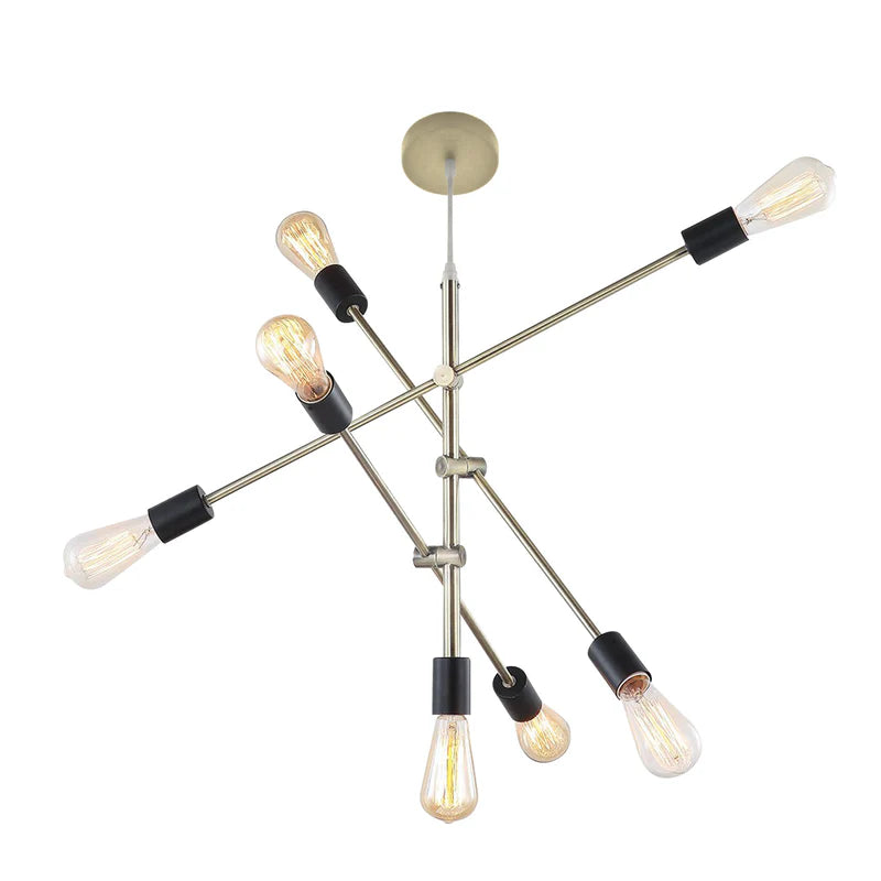 Pendant Light Chandelier Sputnik Industrial Contemporary Brass 7 Bulb Iron