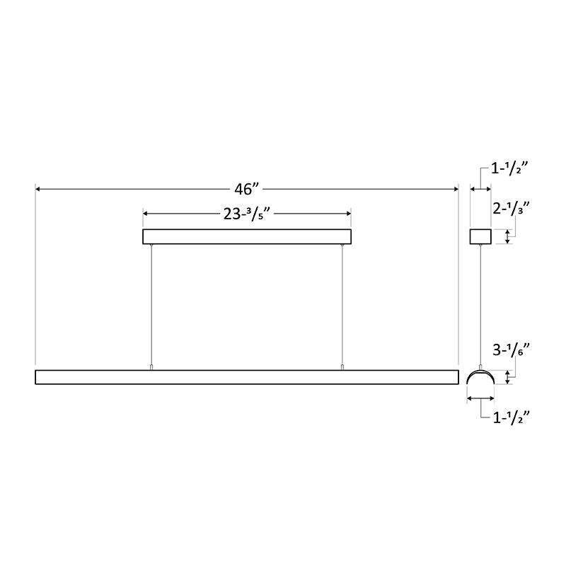 4' LED Direct or Indirect Linear Fixture, 2,500Lumens, 20W/25W/30W Selectable, 120-277V, CCT Selectable 3000K/3500K/4000K, White or Black Finish