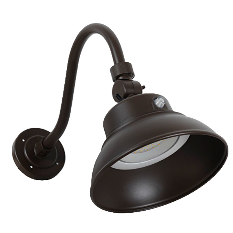 LED 10" Gooseneck Barn Light, 3000 Lumens, 25W, 120-277V, CCT Selectable 3000K/4000K/5000K, Dark Brown Finish