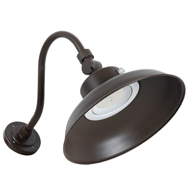 LED 14" Gooseneck Barn Light, 4800 Lumens, 40W, 120-277V, CCT Selectable 3000K/4000K/5000K, Dark Brown Finish