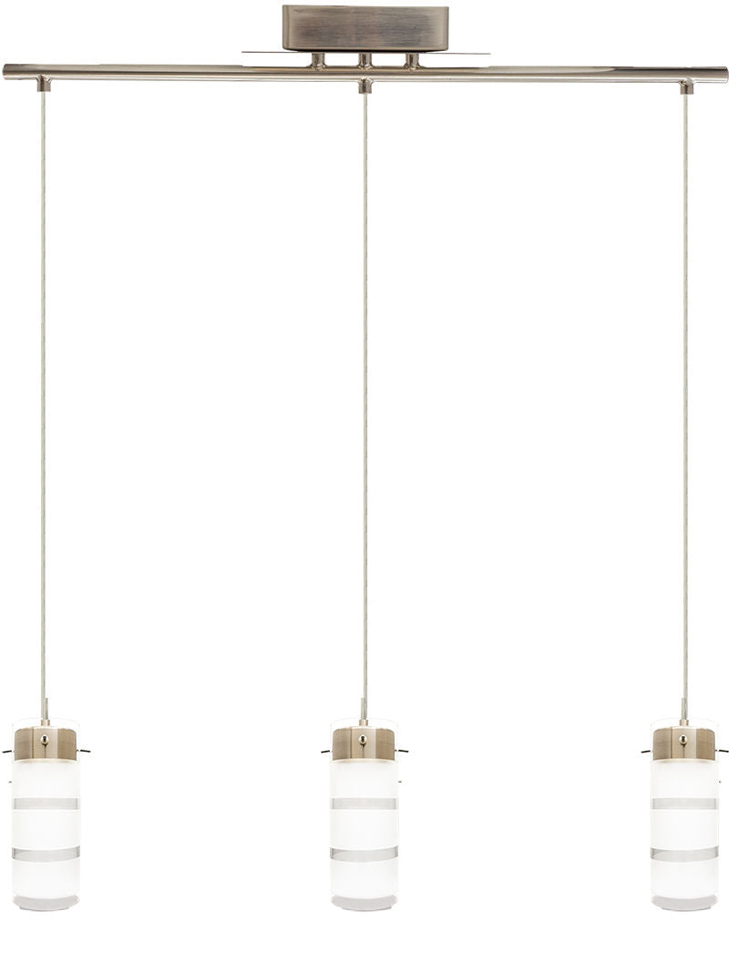 LED Cylinder Glass Light Pendant, Straight Bar, 36W, 2430LM, 120V, CCT Selectable 2700K/3000K/35000K/4000K/5000K, Brushed Nickel Finish