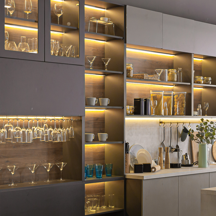mirror and shelving lighting using led strip lights