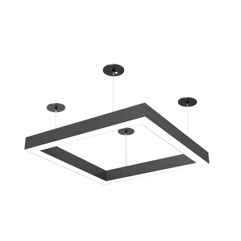 4x4 Square Pattern LED Linear Direct Pendant Fixture, 19,200 Lumens, 160 Watt, 120-277V, 4CCT Selectable, White or Black Finish