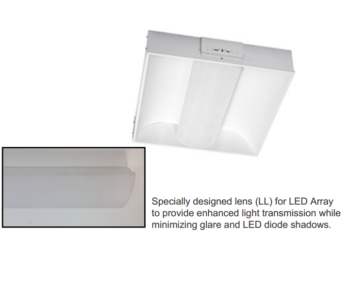 LED Low Profile Center Basket Recessed Troffer Lighting Fixture, 2 x 2