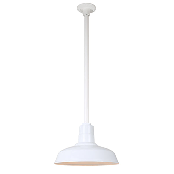 Quick Ship Hi-Lite 16" Warehouse Collection Stem Mount Pendant, H-QSN15116 Series (Black, White, Galvanized Finishes)