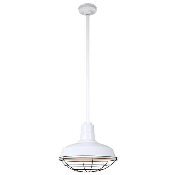 Quick Ship Hi-Lite 16" Warehouse Collection Stem Mount Pendant, H-QSN15116 Series (Black, White, Galvanized Finishes)