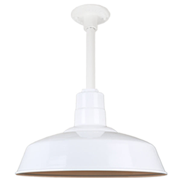 Quick Ship Hi-Lite 16" Warehouse Collection Stem Mount Pendant, H-QSN15116 Series (Black, White, Galvanized Finishes)