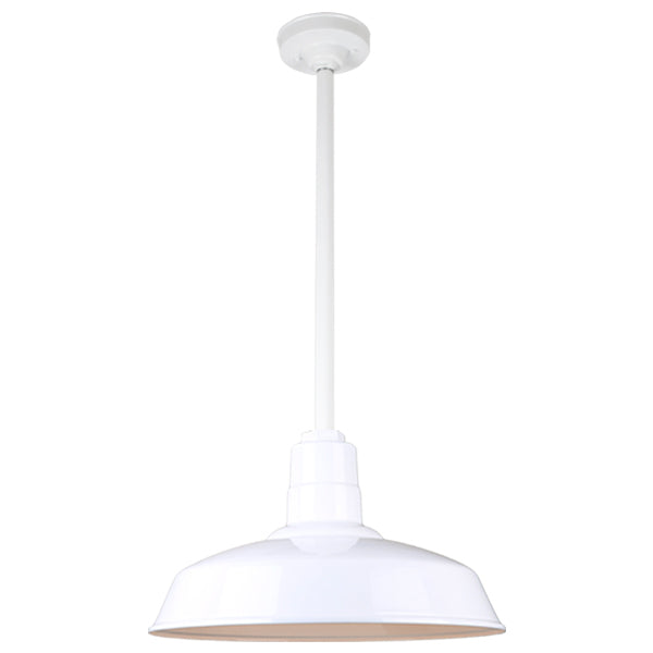 Quick Ship Hi-Lite 16" Warehouse Collection Stem Mount Pendant, H-QSN15116 Series (Black, White, Galvanized Finishes)