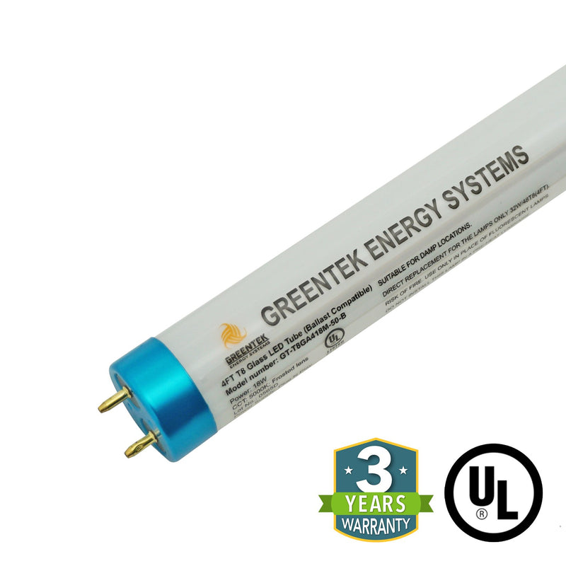 4ft 18W LED Linear Tube - Glass - Ballast Compatible Only - Plug N Play - Will ONLY Work With A Ballast - (UL Type A) *Buy By The Box Promo*